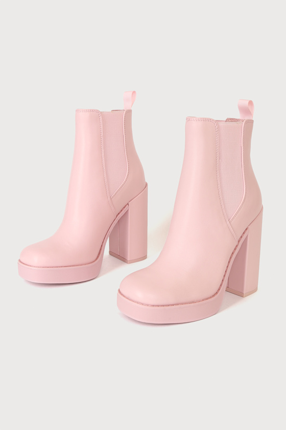 Triple Pink Leather Platform Chelsea Boots 3