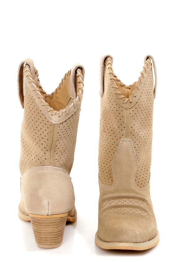 suede beige cowboy boots