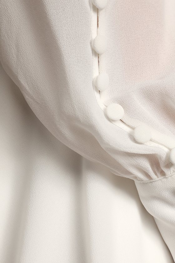 My Whole Heart White Long Sleeve Wrap Dress
