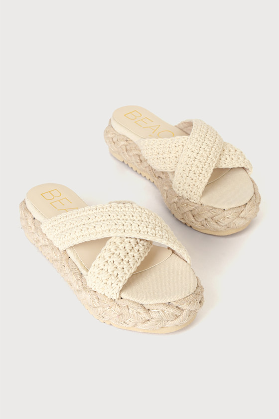 Kalani Natural Raffia Flatform Sandals 3