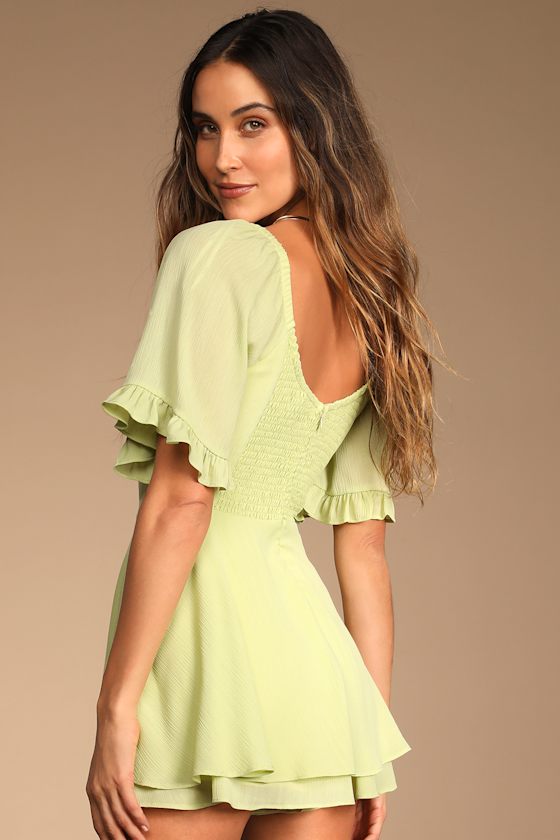 Spring Love Light Green Ruffled Short Sleeve Romper 3