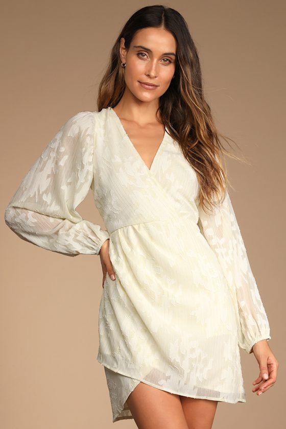 Ivory Floral Dress - Jacquard Long 