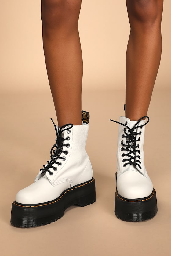 1460 Pascal Max Optical White Pisa Leather Platform Boots 5