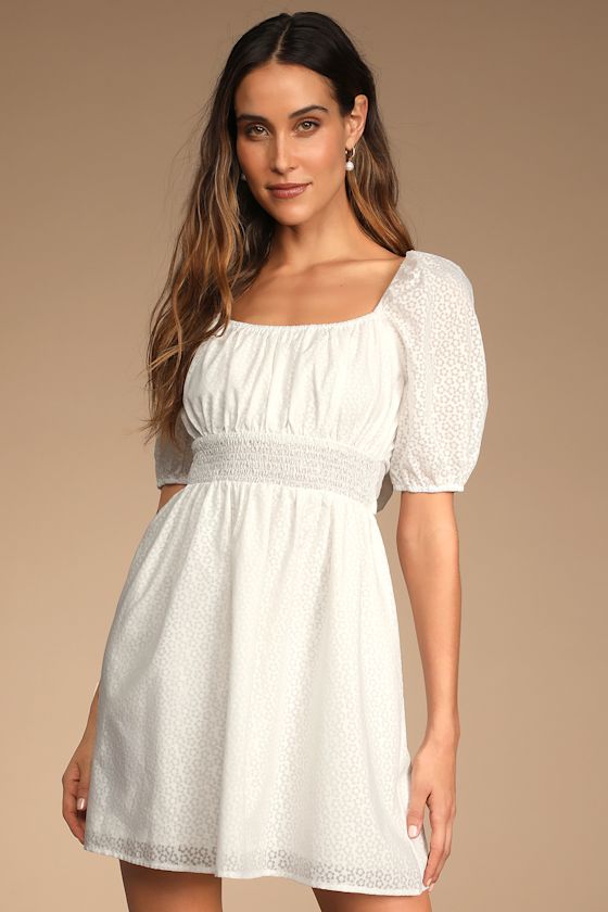 Swing into Spring White Floral Burnout Tie-Back Skater Dress 5