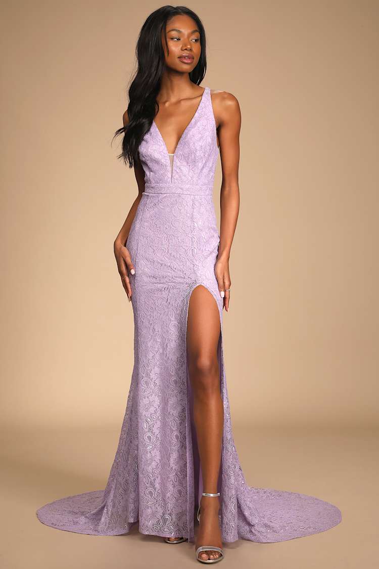 Lavender Maxi Dress - Lace Mermaid Maxi - Embroidered Maxi Gown - Lulus