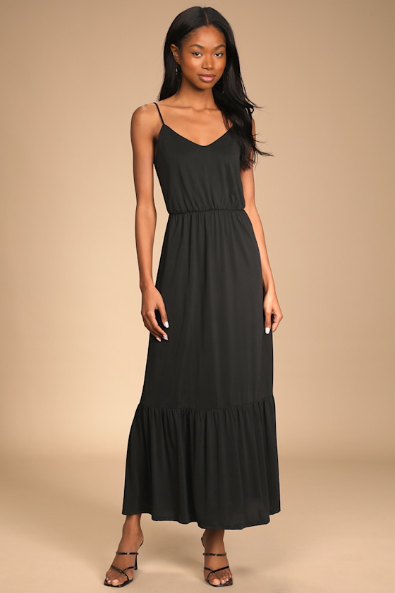 Charcoal Maxi Dress Knit Maxi Dress Tiered Maxi Dress Lulus