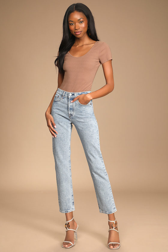 Wedgie Straight Light Wash Denim High-Rise Straight Jeans 1