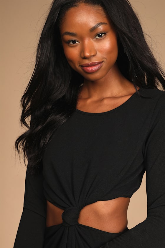 Chose to Chill Black Long Sleeve Cutout Wide-Leg Jumpsuit 5