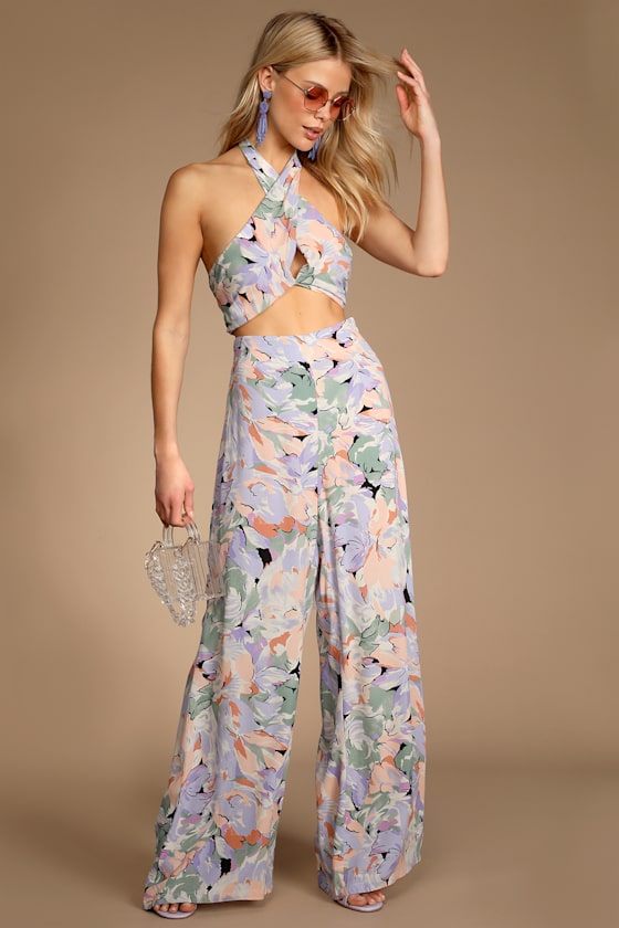 Palm Beach Babe Ivory Floral Print Wide-Leg Pants 5