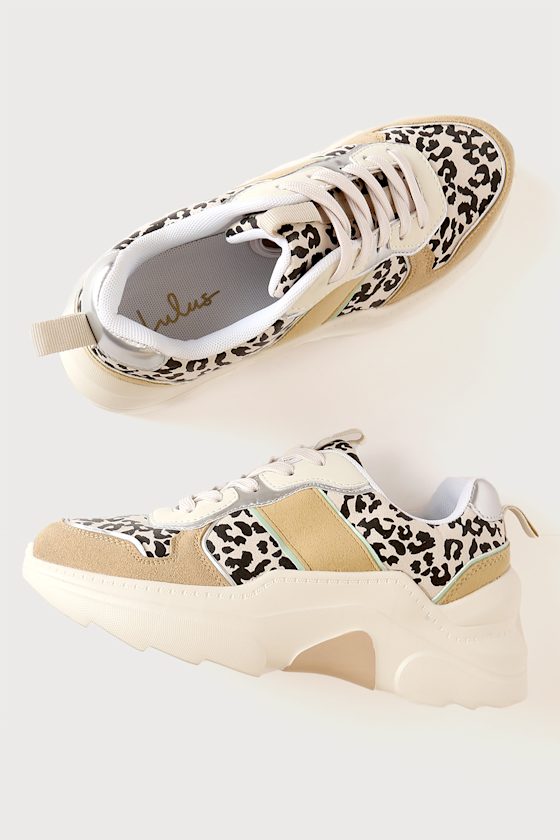 Mabelle Beige Leopard Chunky Sneakers 5
