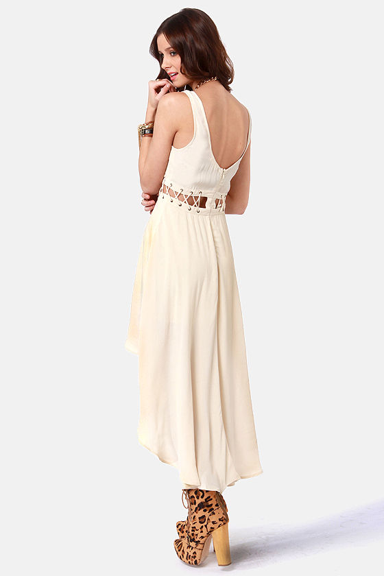 Play the Middle Cream High-Low Dress