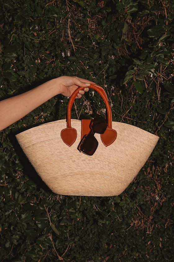 Market Mornings Beige Woven Straw Tote Bag 1