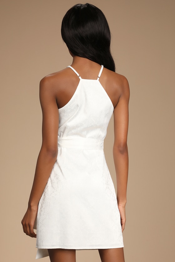 Ivory Jacquard Dress- Mini Wrap Dress - Side-Tie Dress - Lulus Ivory Jacquard Dress- Mini Wrap Dress - Side-Tie Dress - Lulus