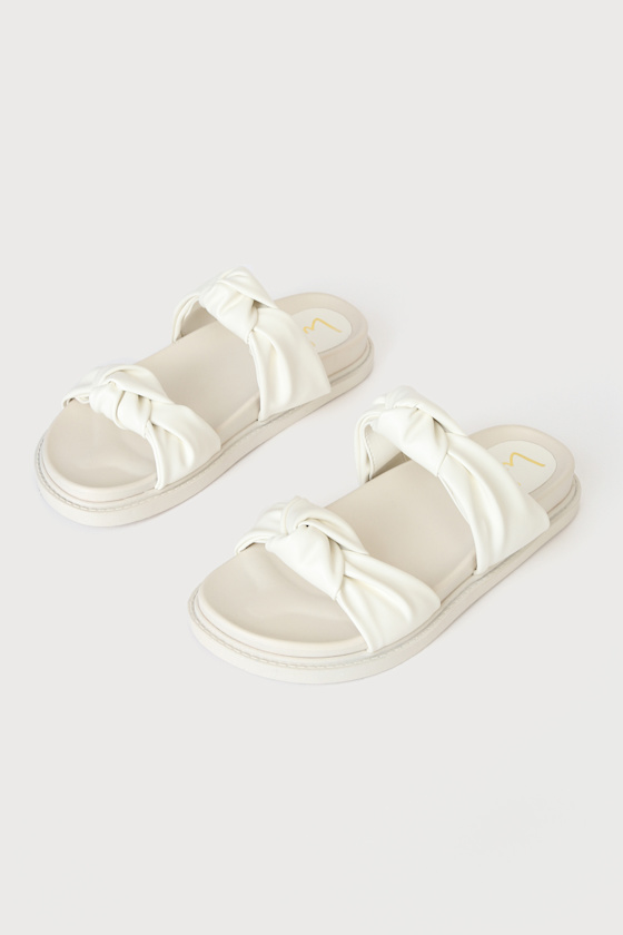 Koana White Knotted Flatform Slide Sandals 2