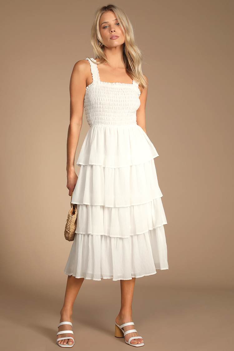 knee length dresses for ladies Hollie Smocked Midi Dress main image 1