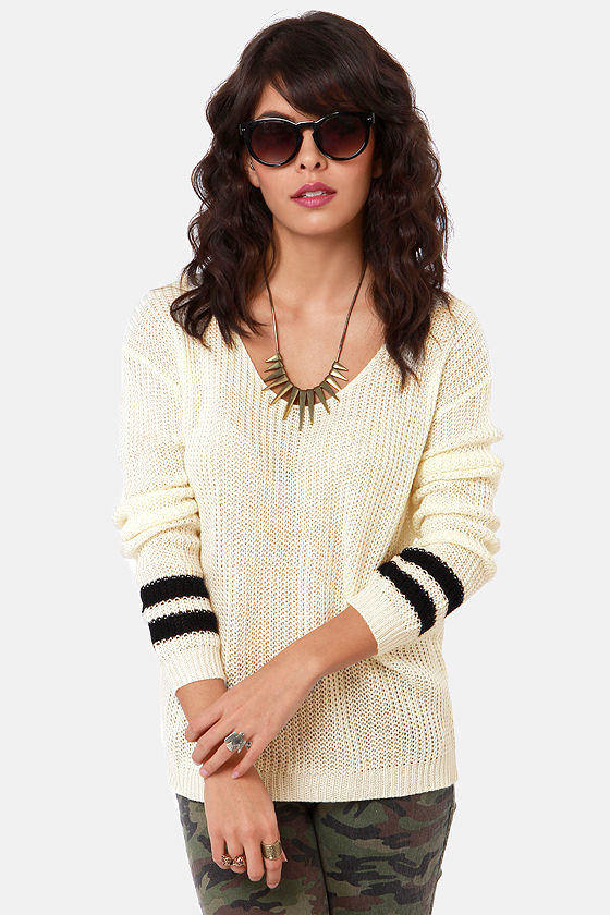 Cute Ivory Sweater - Striped Sweater - $38.00 - Lulus