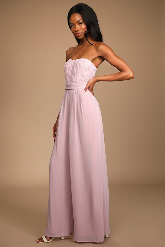Elegant Attitude Dusty Lavender Strapless Wide-Leg Jumpsuit 5