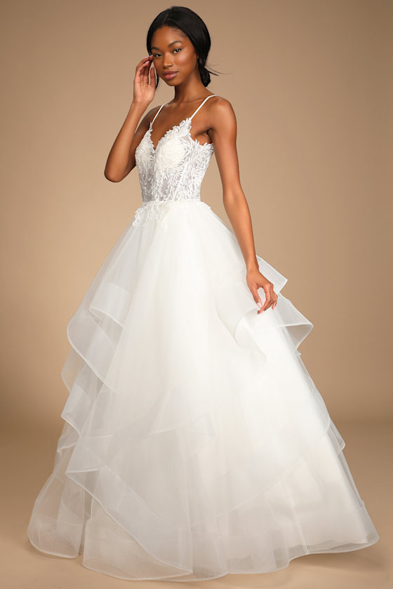 Kept My Promise White Beaded Embroidered Tulle Gown 4
