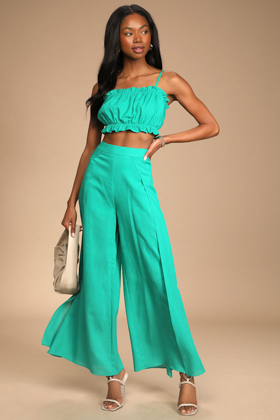 Postcards From Me Turquoise Ruffled Two-Piece Jumpsuit 1