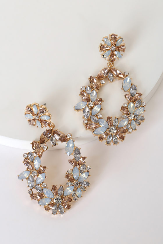 Sparkling Statement Gold Multi Rhinestone Earrings 3