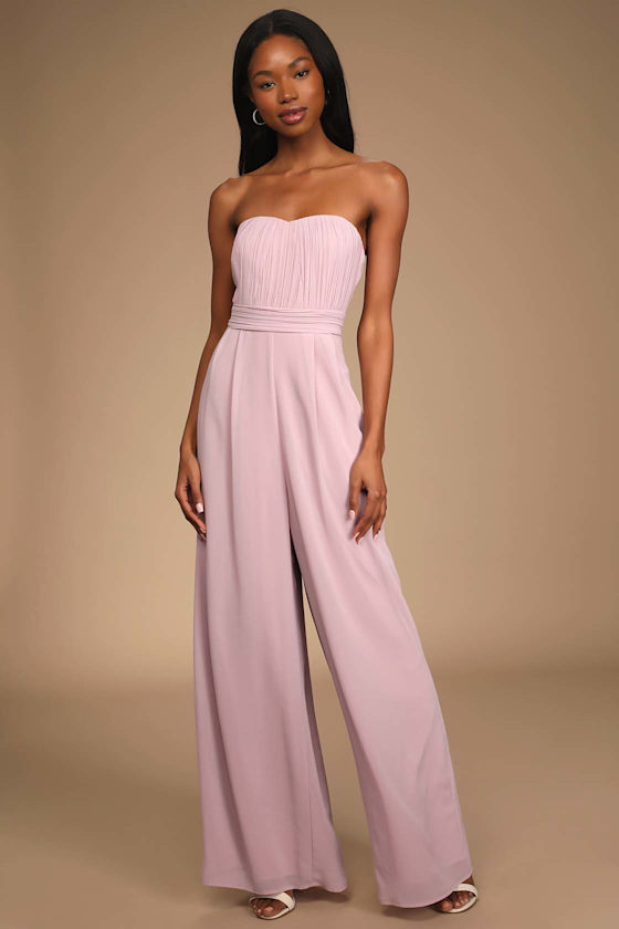 Elegant Attitude Dusty Lavender Strapless Wide-Leg Jumpsuit 5