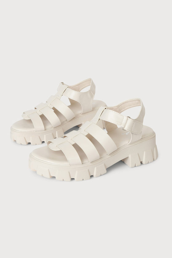 Kitta White Lug Sole Platform High Heeled Sandals 3