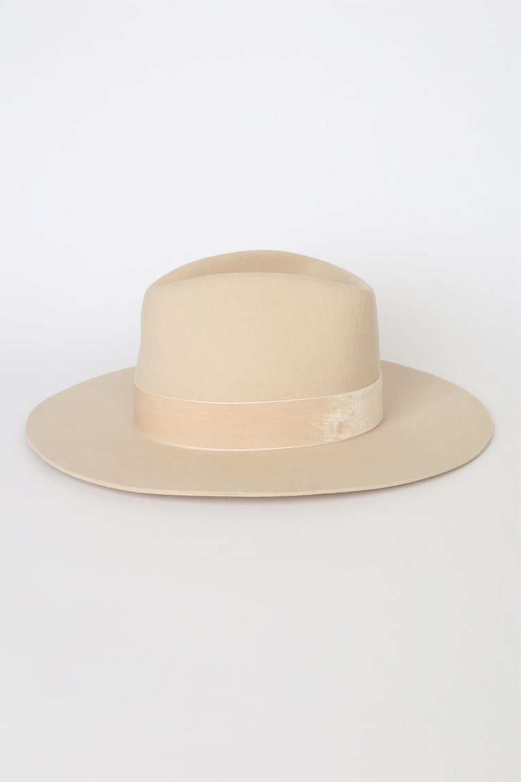 - Benson - of Color Hat - Lack Hat Wool Tri Fedora - Lulus Hat Beige