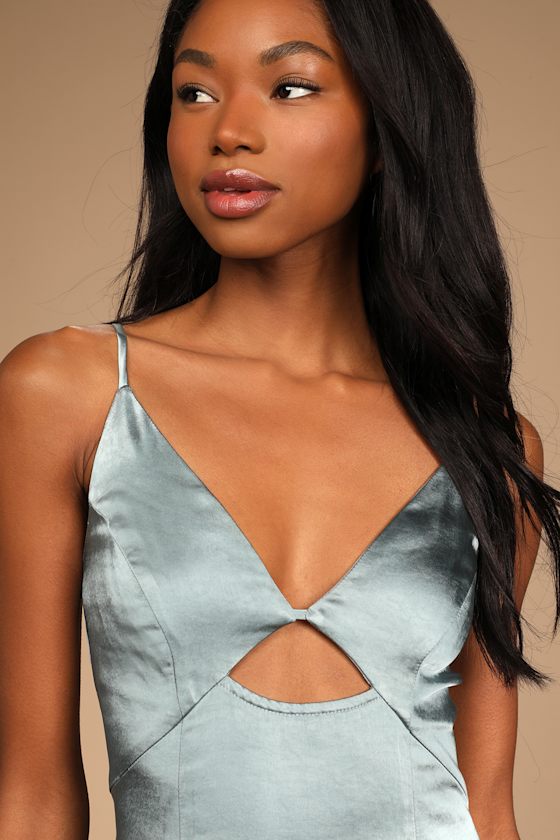 ワンピース A FERRETTI Cut-out satin dress Light Blue J04271619 Farretti Dress Blue