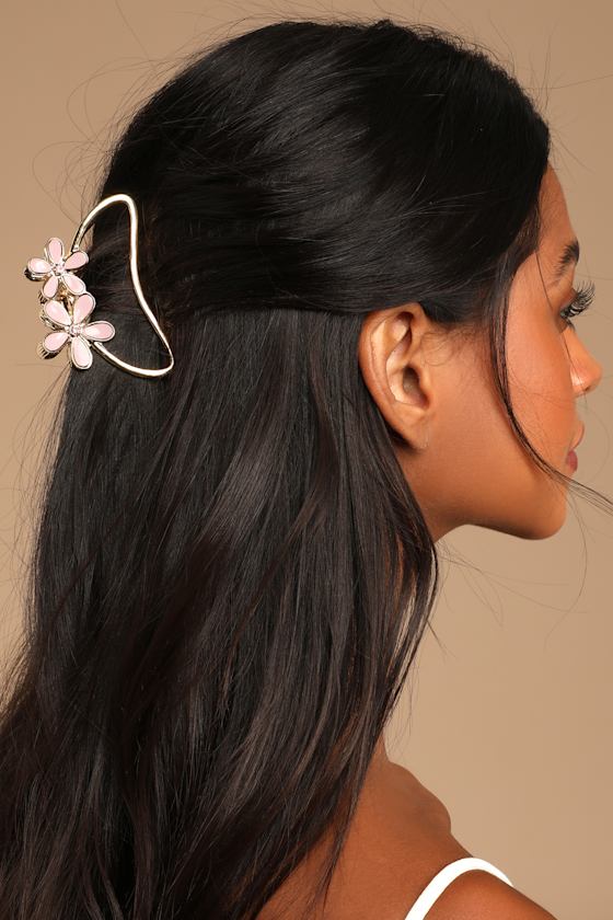 Flower Up Gold Flower Rhinestone Hair Clip 3