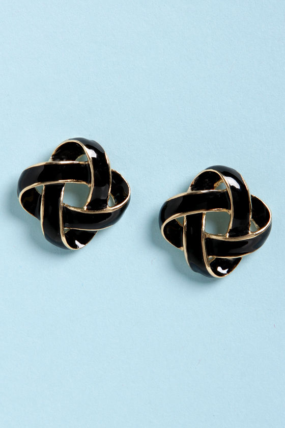 Cute Black Earrings Gold Earrings 11.00 Lulus