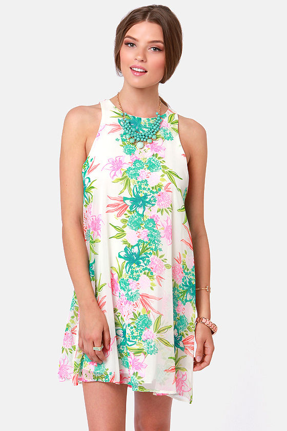 Pretty Floral Print Dress - Ivory Dress - Tank Dress - $45.00 - Lulus