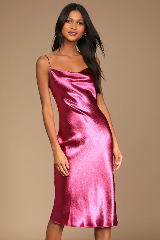 Slink on By Magenta Satin Cowl Neck Midi Slip Dress 5