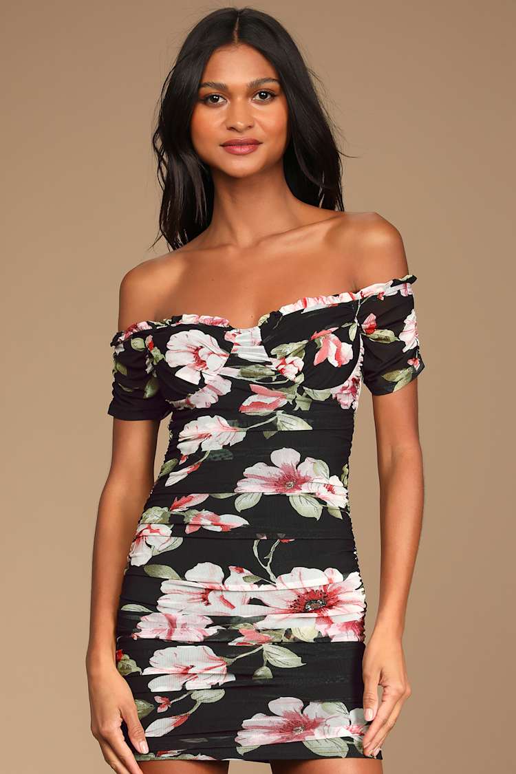 ruched mesh bardot bodycon dress Navy Commando Neoprene Turtleneck Midi Striking bardot neckline with davidsbridal Color:Old West