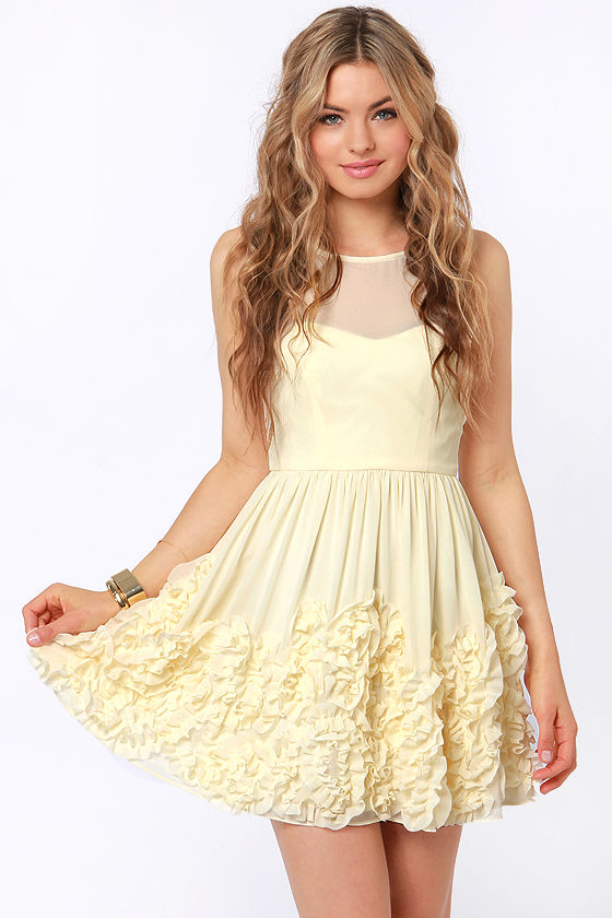 yellow and cream dress