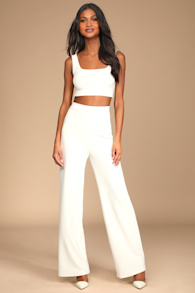 Only Tonight Ivory Two-Piece Wide-Leg Jumpsuit 3