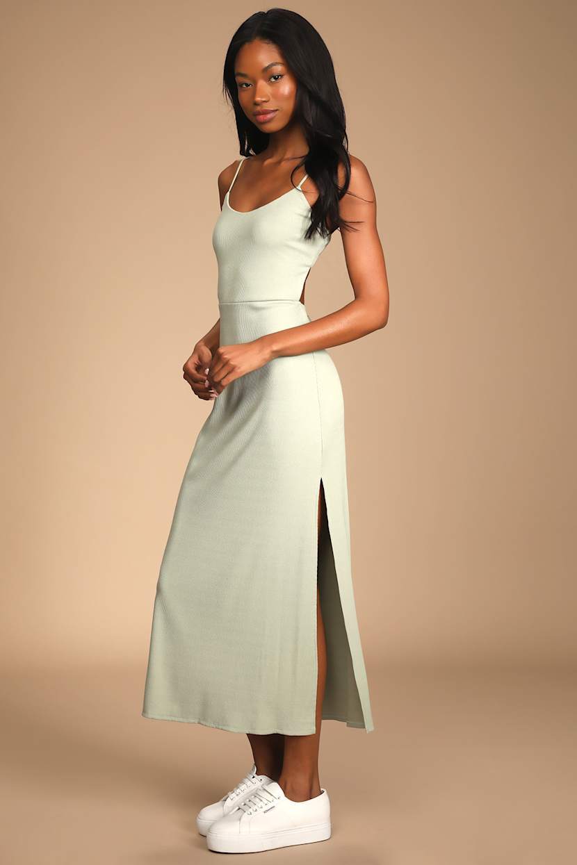 Green Midi Dress - Ribbed Cutout Dress - Backless Midi Dress - Lulus Green Midi Dress - Ribbed Cutout Dress - Backless Midi Dress - Lulus