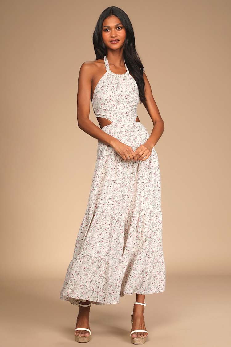 crossover halter maxi dress Petal and Pup Women's Betsy Halterneck Maxi Dress main image 1