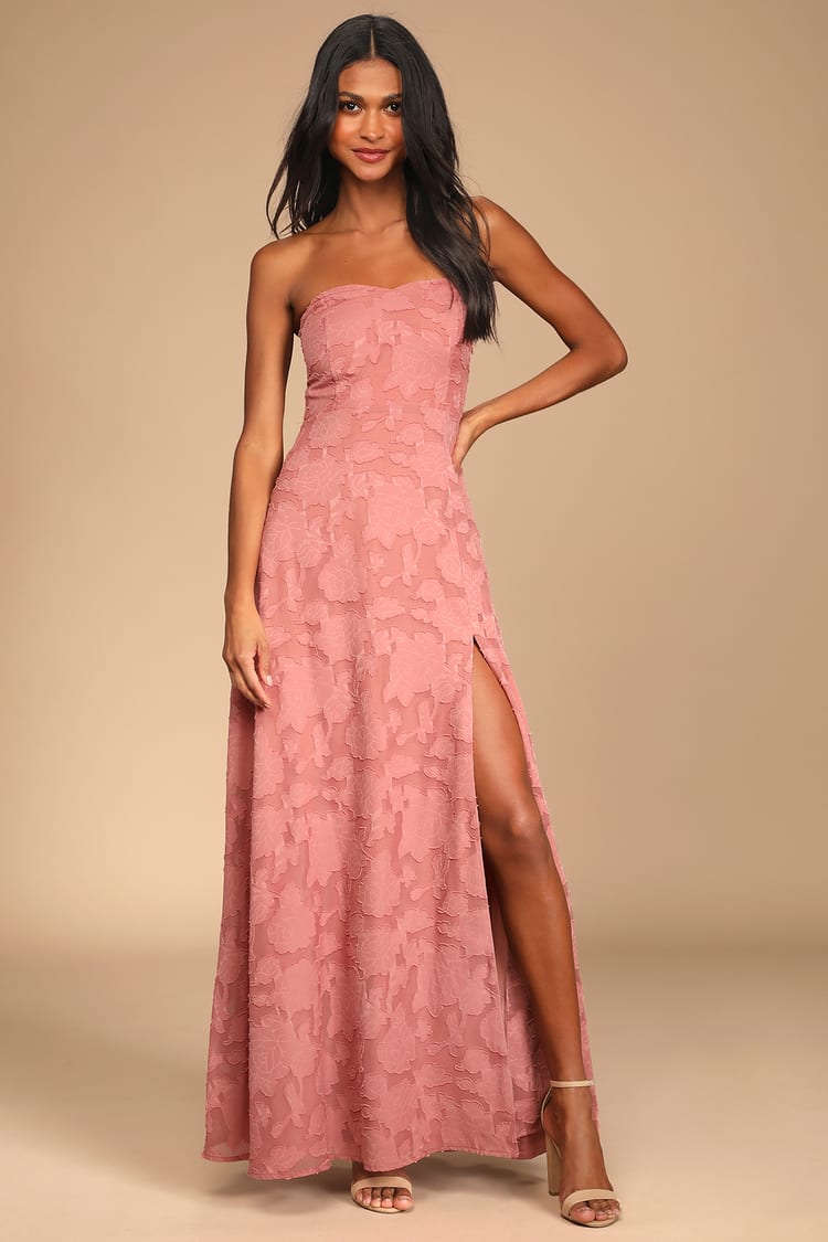 tea gardens rusty rose floral print satin maxi dress