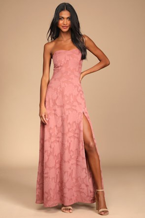 all about love rusty rose maxi dress Pink Garden of Romance Rusty Rose Floral Burnout Strapless Maxi Dress | Womens | Large (Also in XS, S, M, XL) | Prom Dresses