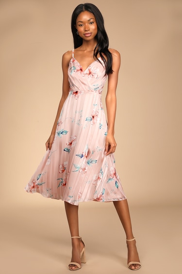 All About Love Pink Floral Print Midi Dress