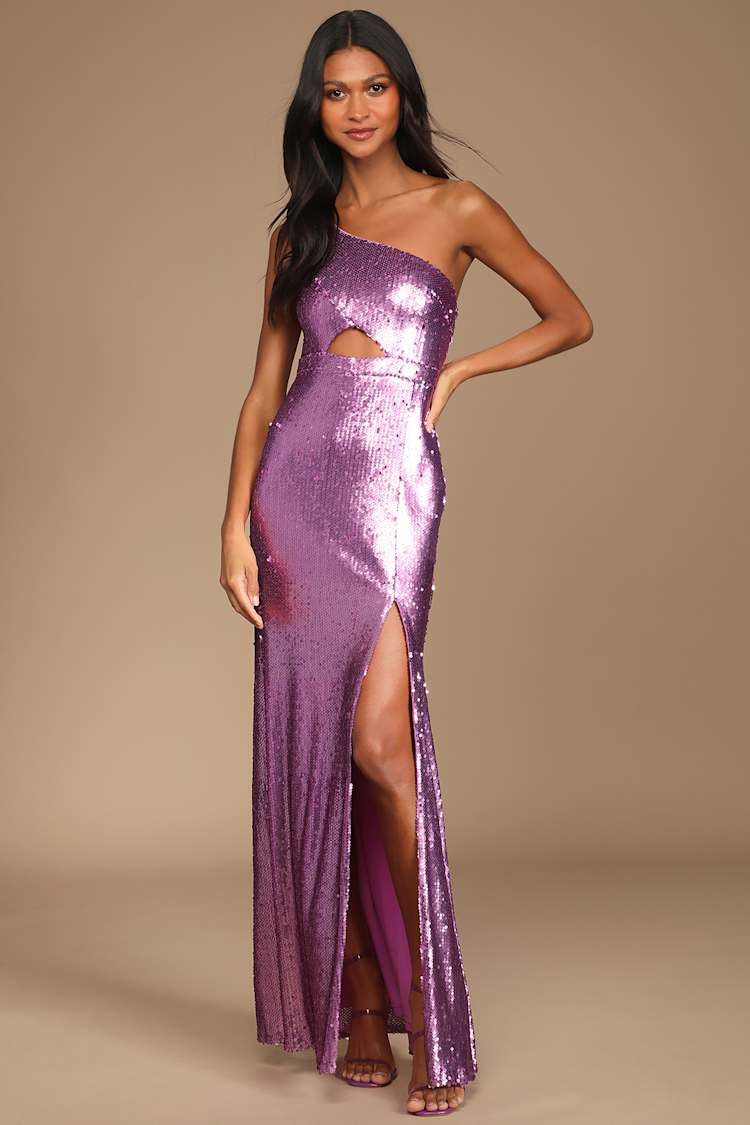 long silver glitter dress Silver Sequin Scoop Neck Gown 2 / Silver main image 1