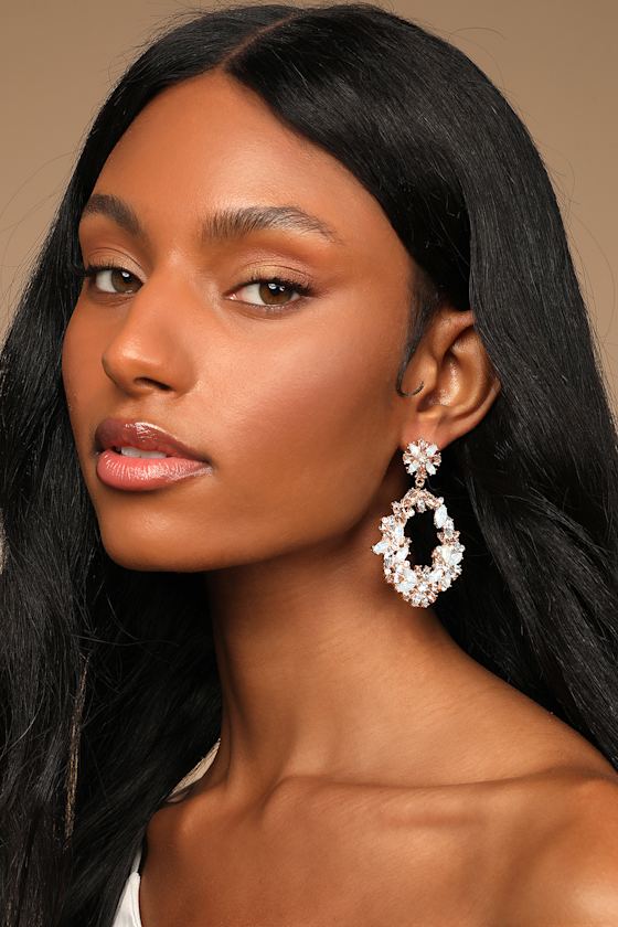 Sparkling Statement Gold Multi Rhinestone Earrings 1