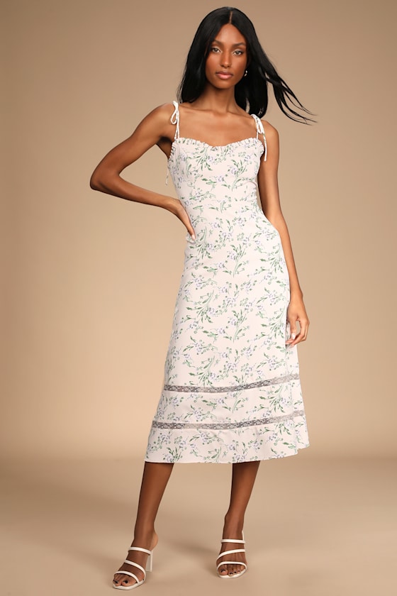 See The Blooms Pink Floral Tie-Strap Midi Dress 5