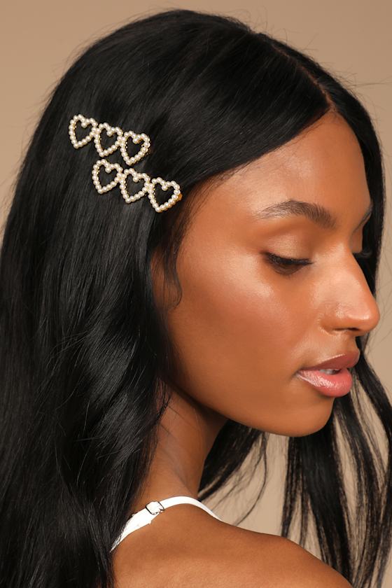 Gold pearl branch hair pin set