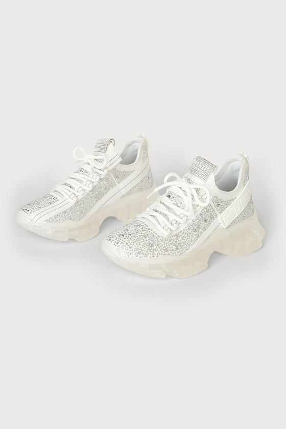 Maxima-R White Multi Rhinestone Chunky Sneakers 3
