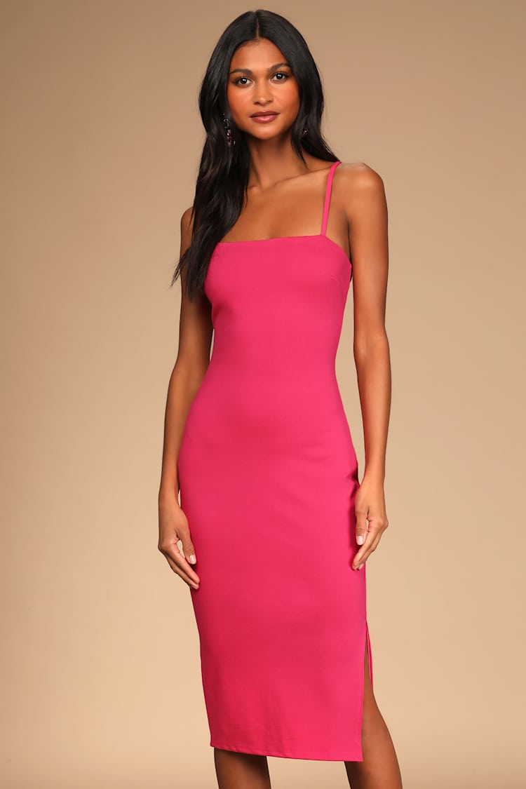 chinese dress ladies Pleated Hot Pink Mini Shift Dress - All Dresses main image 0