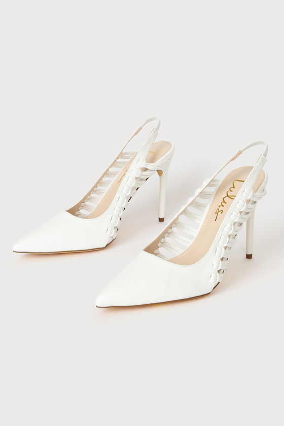 Syoosh White Pointed-Toe Slingback Pumps 3