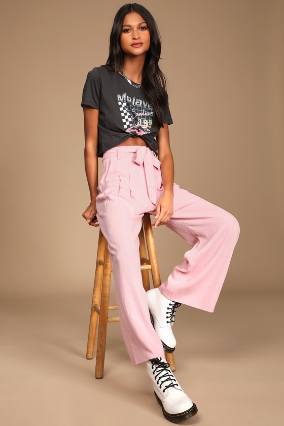 light pink high waisted pants