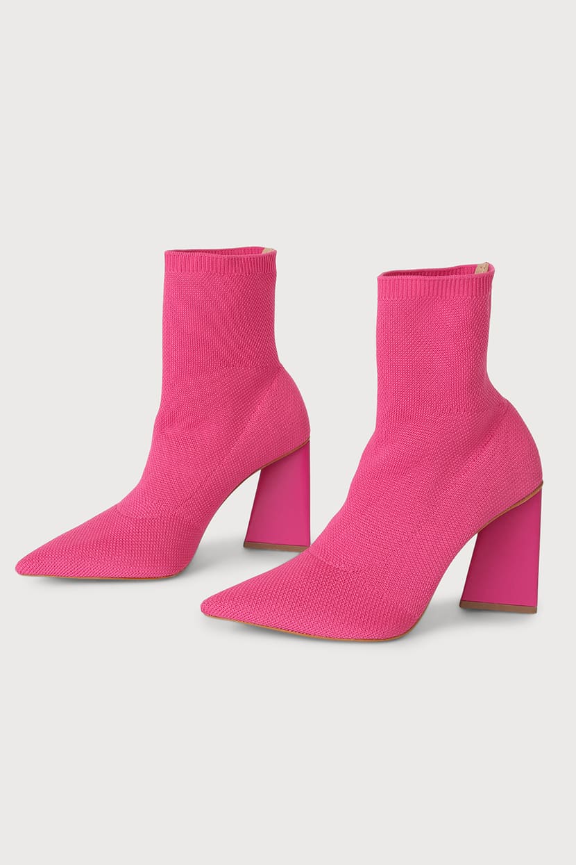 neon pink sock boots