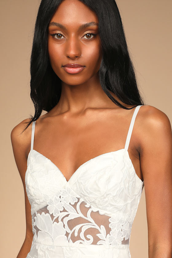Definition of Romance Ivory Lace Trumpet Midi Dress 2